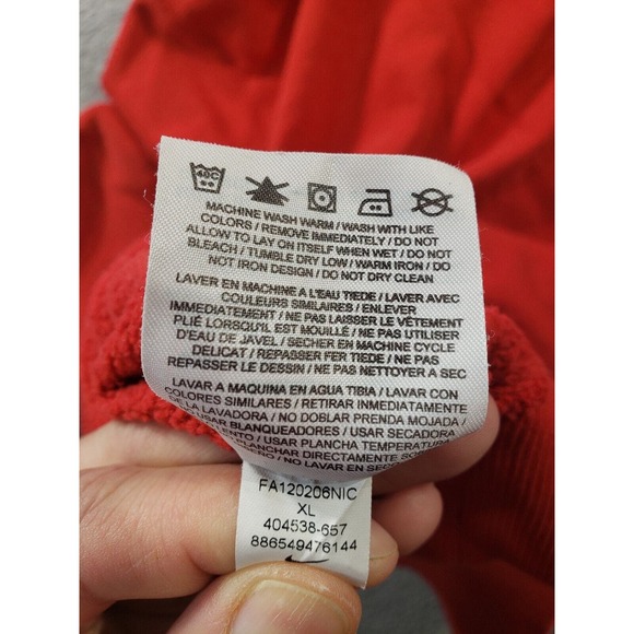 Nike Hoodie Men's XL Extra Large Red Fleece Pullover Center Check Sweatshirt - Picture 10 of 11